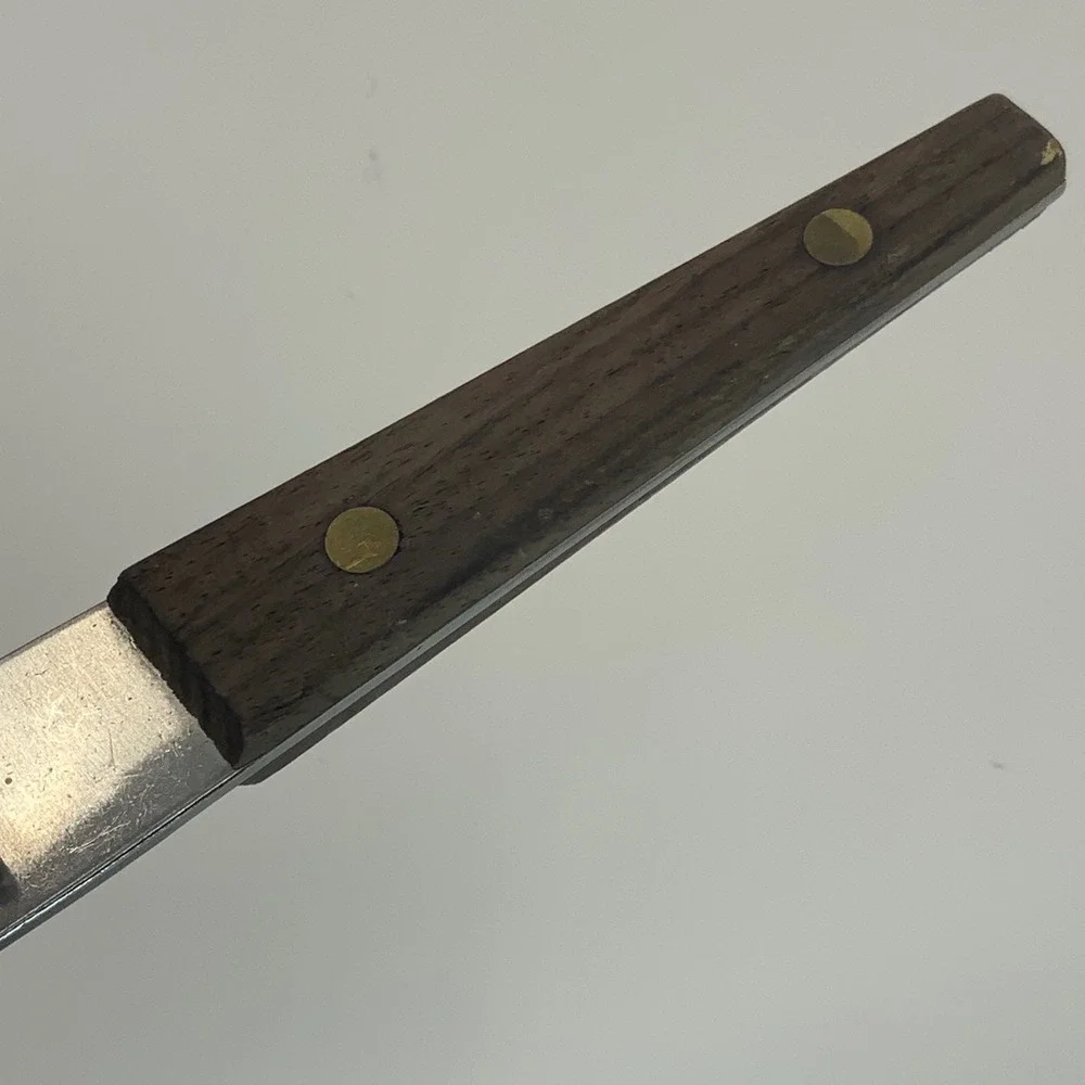 Vintage Japan Multi Tool Bottle Opener Jar Lifter Stainless Steel Wood 7in
